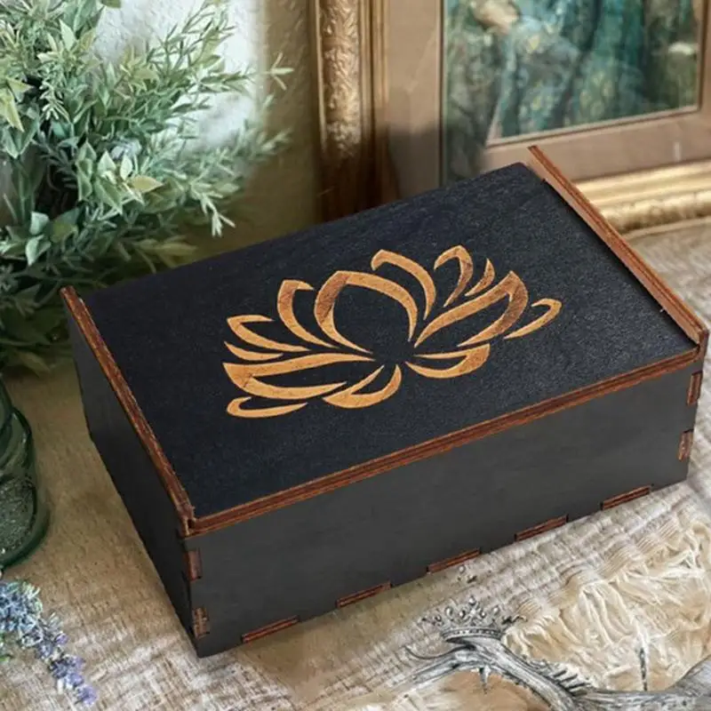Tarot Card Case Vintage Wooden Trinket Box  Jewelry Box Small Wood Vintage Multi-functional Box For Tarot Card accessory 2