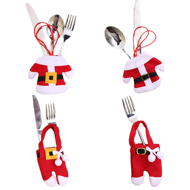 

2023 Noel Christmas Decorations for Home Dinner Table Decor New Year 2024 Christmas Gift Tableware Fork Knife Holder Bag Navidad