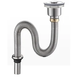 Stainless Steel Sewer Drain Pipe Universal Sink Plumbing Wash Basin Drainage Tube Kitchen Bathroom Downcomer Facility Hardware