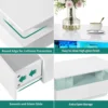 Living Room, High Glossy LED Coffee Table with Open Display Shelf & Sliding 4 Drawers, Rectangular Small Center Table, White 4