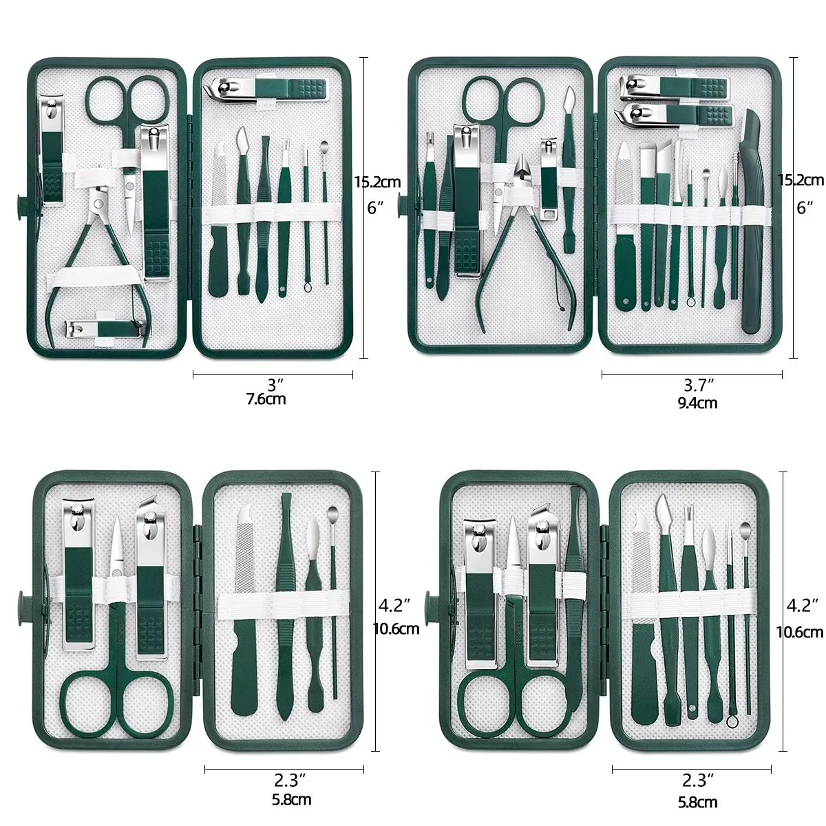 Nail Clipper Set Stainless Steel Grooming Tools Set With Portable Case Manicure Art Tool Green Nails Cut