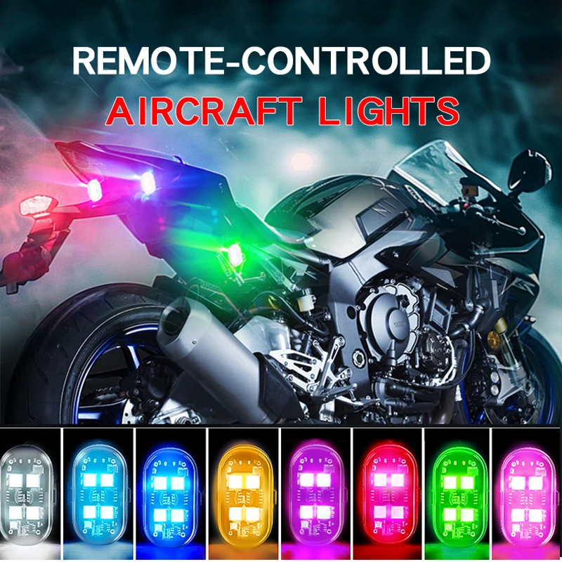 1/2/4/8pcs Wireless LED Strobe Lights Car Decor Atmosphere Light 8 Colors Rechargeable Led Lights Anti-Collision Warning Light