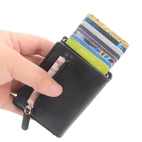 Pop Up Credit Card Holder Wallets Men Slim Rfid Blocking CardHolder Wallet for Men Card Money Bag Purse PU Leather Short Wallets 2