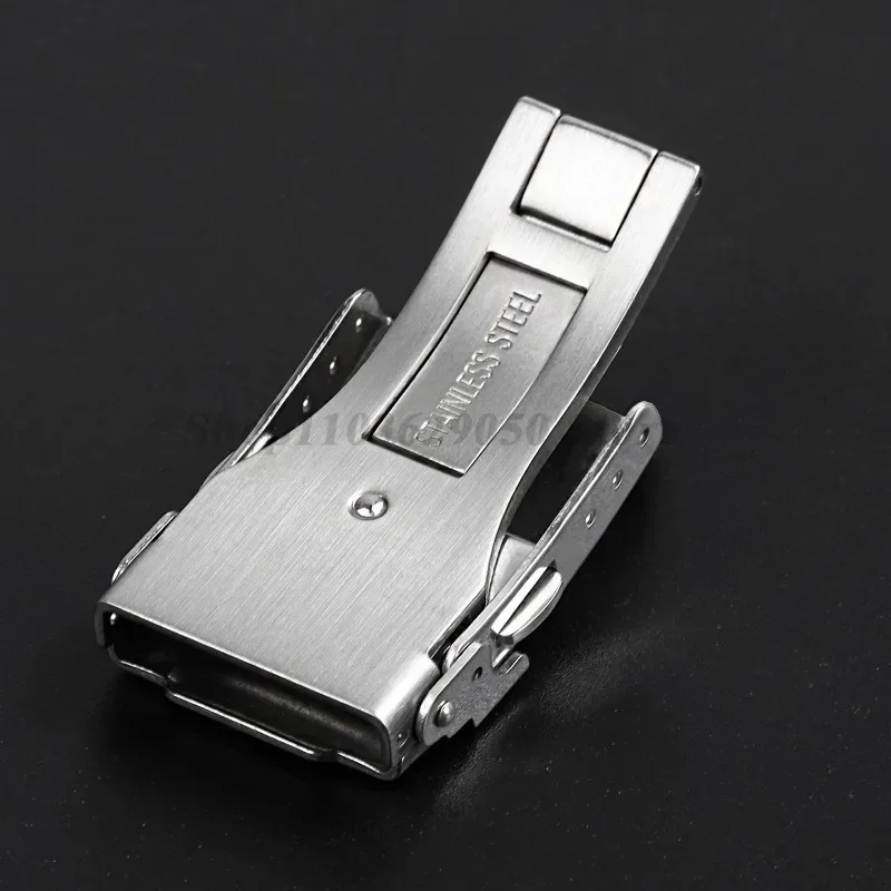 Silver Folding Safety Milled Clasp - Stainless Steel Deployant Watch Buckle Replacement