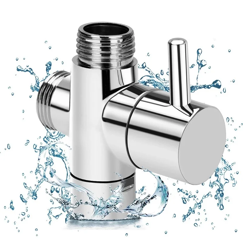 

Shower Faucet G1/2in 3 Way ABS Diverter Valve T Adapter Converter Chrome Faucet Shower Tap Connector Splitter Bathroom Accessory