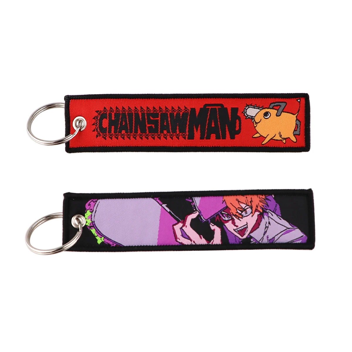 Anime Chainsaw Man Pochita And Denji Kawaii Embroidered Key Tag