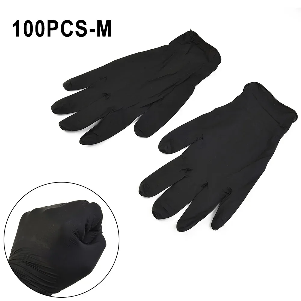 Pure Nitrile Gloves 100 Pcs S M L Disposable Household Latex Free Protective Gloves Black For Home Cleaning Food Industry TOOLS