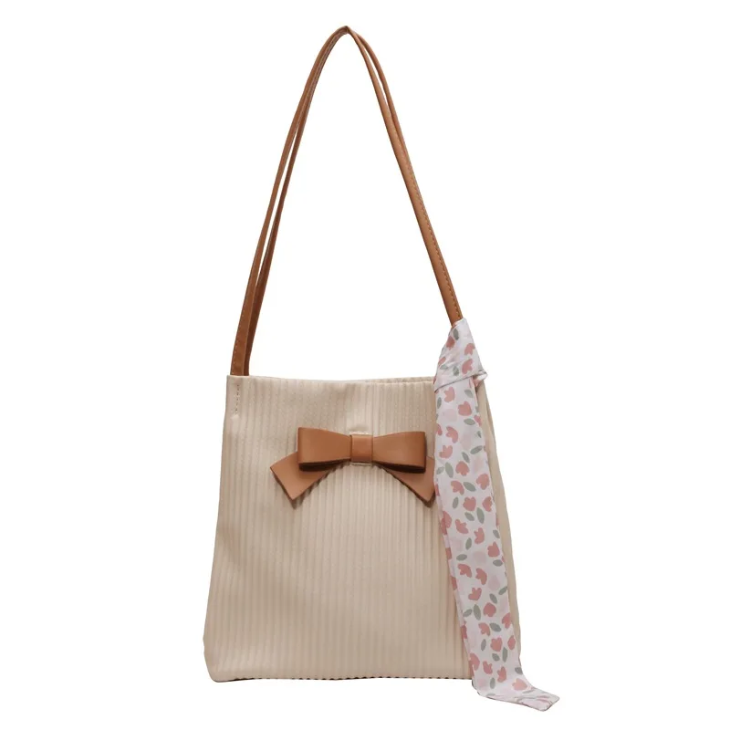 Shoulder Bag Tote Bag Large Capacity Handbag 2023 Trend Design All-match PU Leather Bow Pleated Casual Shopper Bags for Women