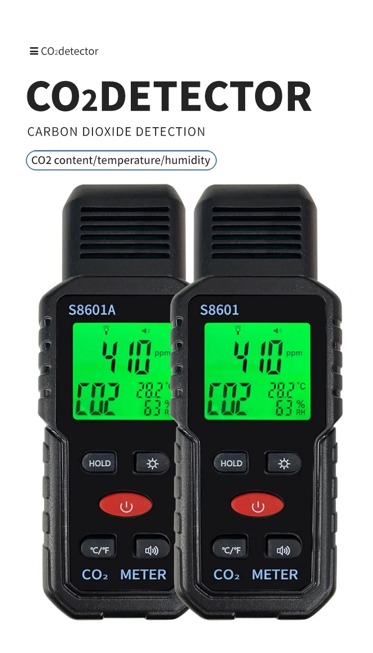 Indoor CO2 Meter Carbon Dioxide Sensor & Alarm NDIR Air Quality Monitor with Tem
