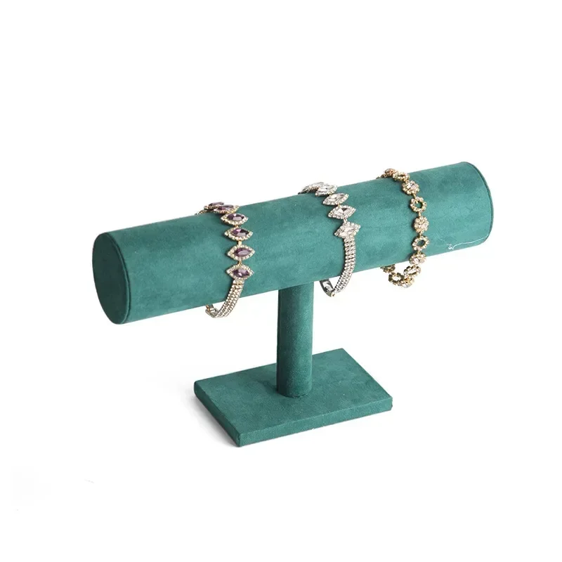 

Dark Green Velvet Bracelet Chain Watch T-Bar Rack Jewelry Hard Display Stand Holder Jewelry Organizer Hard Display Stand
