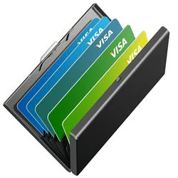 Sleek RFID Blocking Minimalist Metal Card Holder Wallet (Black)