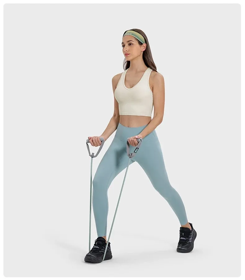 Lemon Women Gym Sport Top Outdoor Jogging Ribbed Fabric Fitness Underwear Leisure Commuting V-neck Tank Top Sport Bra Sportswear