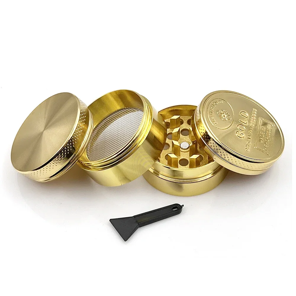 Herb Mills 3/4 Parts Zinc Alloy 40mm Tobacco Crusher 1.57 Inch Gold Herbal Crusher Grinders Hookah Accessories 3