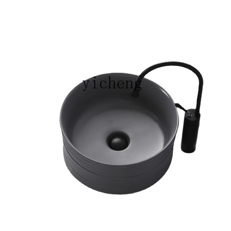 

Xl Matte High Grade Gray round Table Basin Wash Basin Bathroom Ceramic