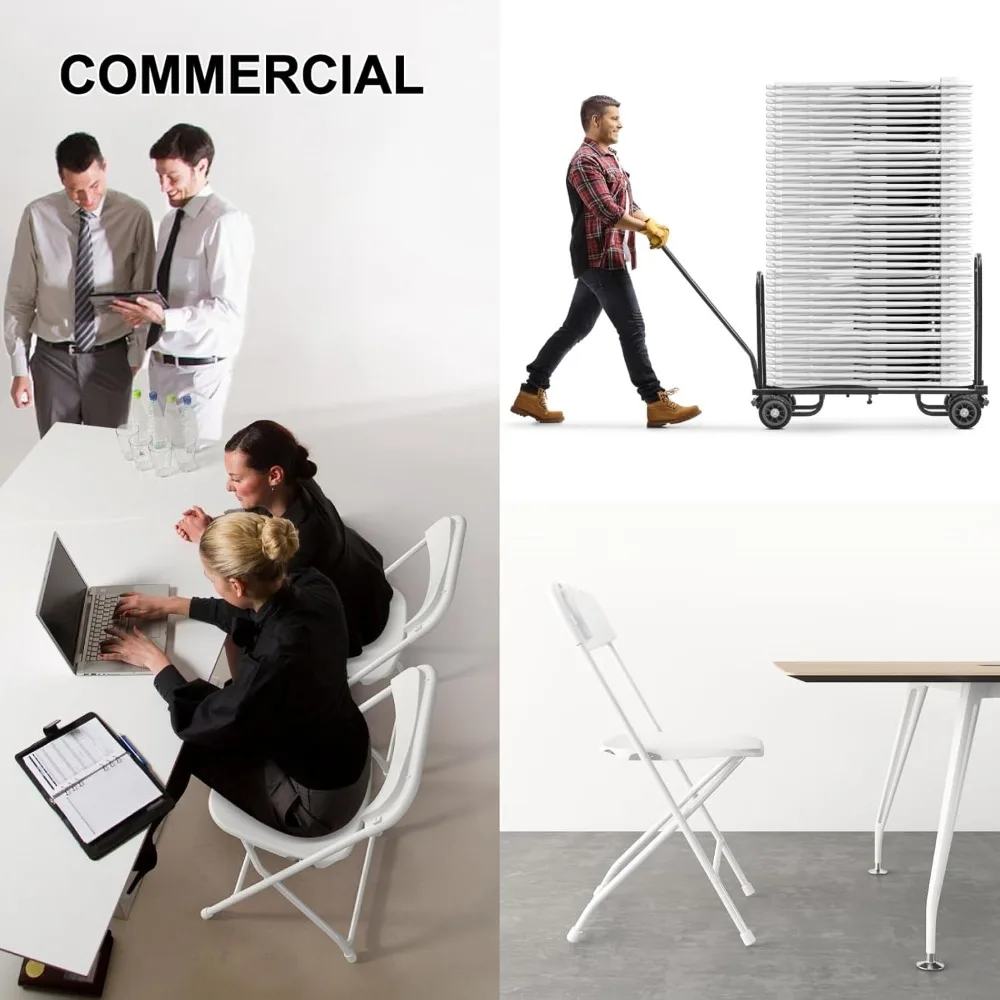 10 Pack Folding Chairs, Portable Party Plastic Chairs, Stackable Commercial Seats with Steel Frame, 350lbs Capacity 5