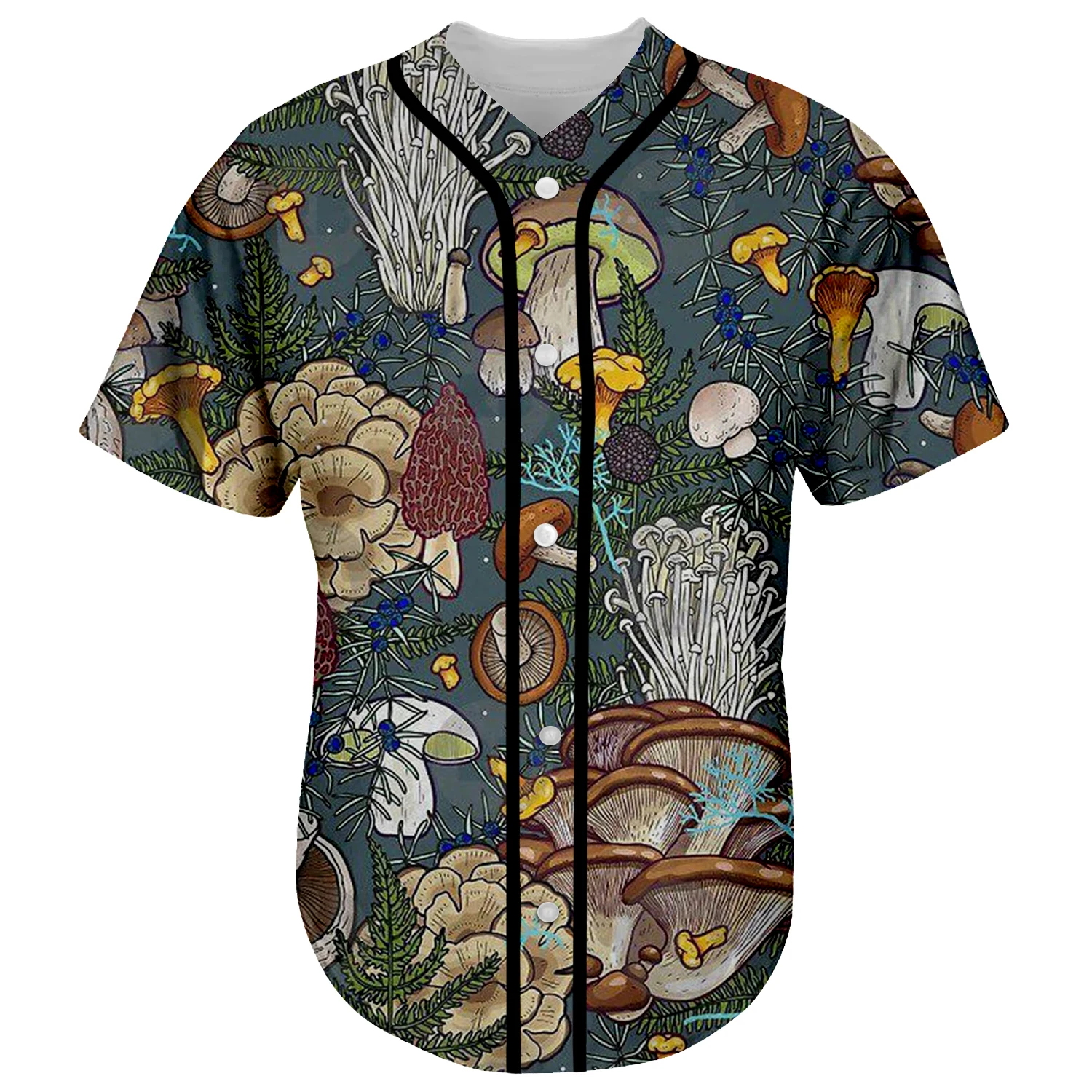 Tessffel Newest Plants Mushroom Fungus Camo Trippy 3DPrint Summer Harajuku Streetwear Baseball Shirts Jersey Short Sleeves X1