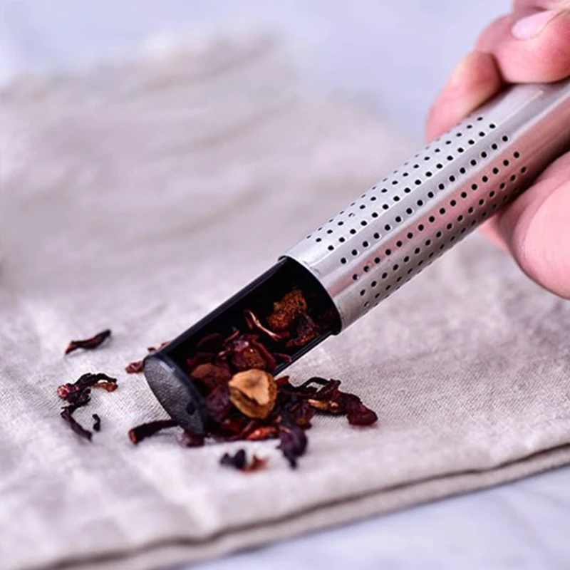 Stainless Steel Tea Infuser Pipe Filter Steeper Teapot Coffee Loose Leaf Herbal Holder Strainer Tube Spices Tools