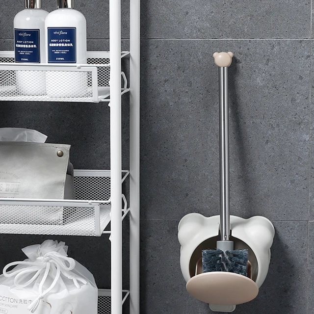 Kreatív Hosszú Fogantyú Wc -Kefe Multifunkciós Fal Függő Aranyos Medve Takarító Szerszámok Fürdőszoba Nincs Holtpont Tiszta Kiegészítők - Image 4