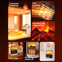 Fireplace Electric Heater Warm Blower Fan Desktop Efficient Space Heaters 3D LED Flame Heating Stove Radiator for Living Bedroom 2