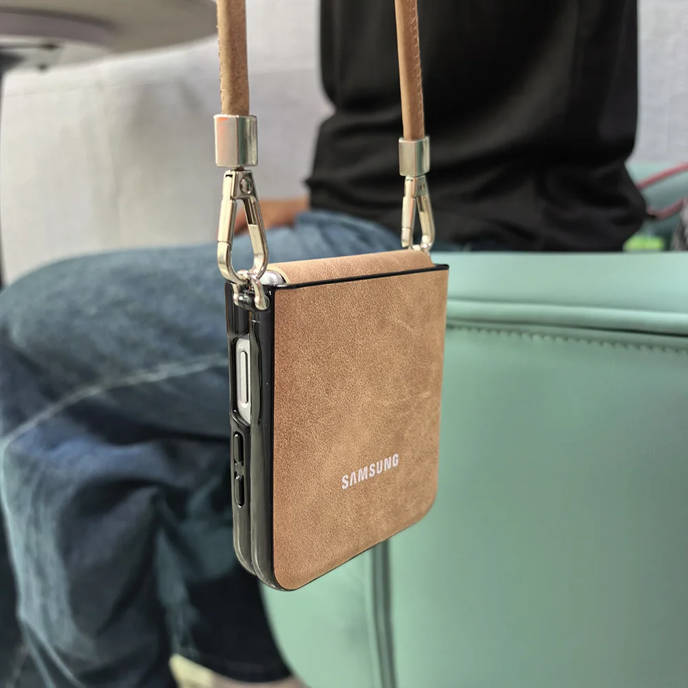 SheepSkin PU Leather Phone Cover with Wrist Strap and Portable Lanyard