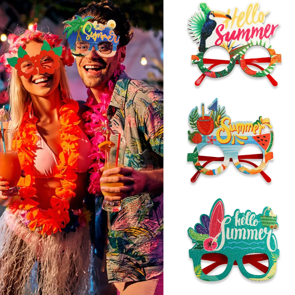 New Summer Hawaiian Sunglasses Frames Tropical Party Decor Flamingo Palm Tree Photo Booth Props Funny Festival Accessories