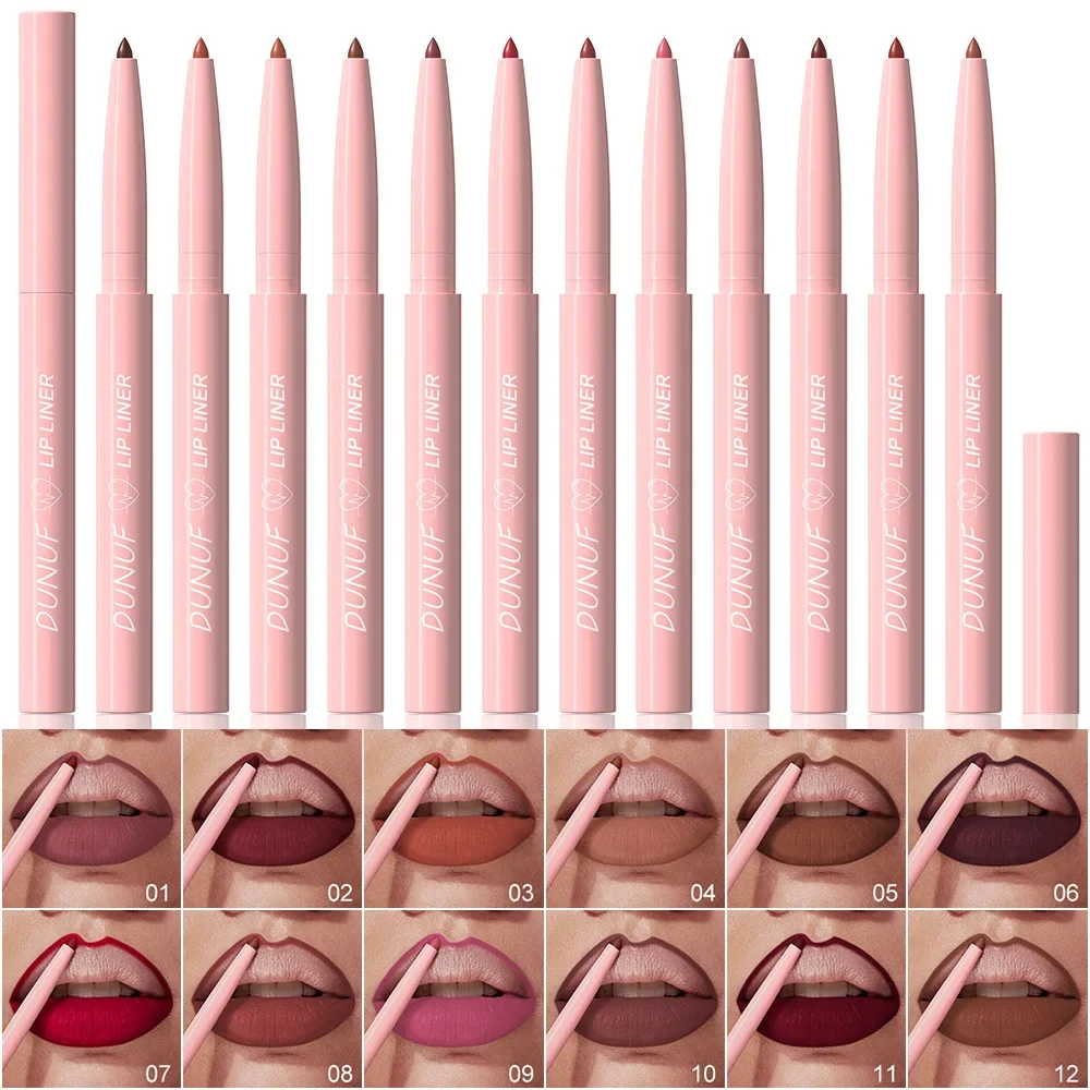 12Pcs/box Matte Lip Liner Pen Set Soft Red Contour Tint Lip Crayon Waterproof Non-stick Cup Lipliner Matte Lipstick Pencil Kit 4