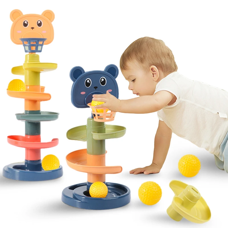 Educational Ball Drop Toy For Kids Spinning Swirl Ball Ramp Ball Tower For Toddlers Montessori
