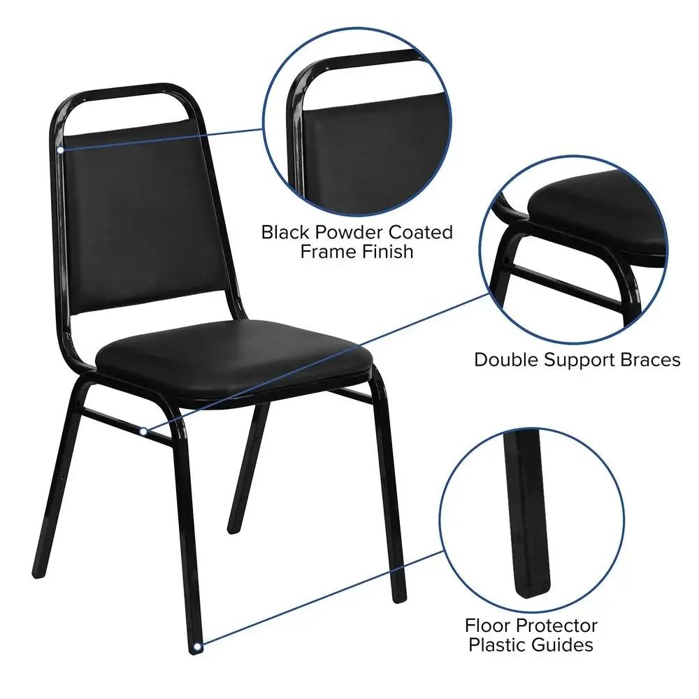 5-Piece Square Dining Table Set with X-Base and 4 Trapezoidal Back Chairs Durable Restaurant Cafe Banquet Furniture 4
