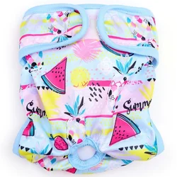 Washable Reusable Pet Diapers - Adjustable Female Dog & Cat Physiological Safety Pants - M (Tropical Pineapple)