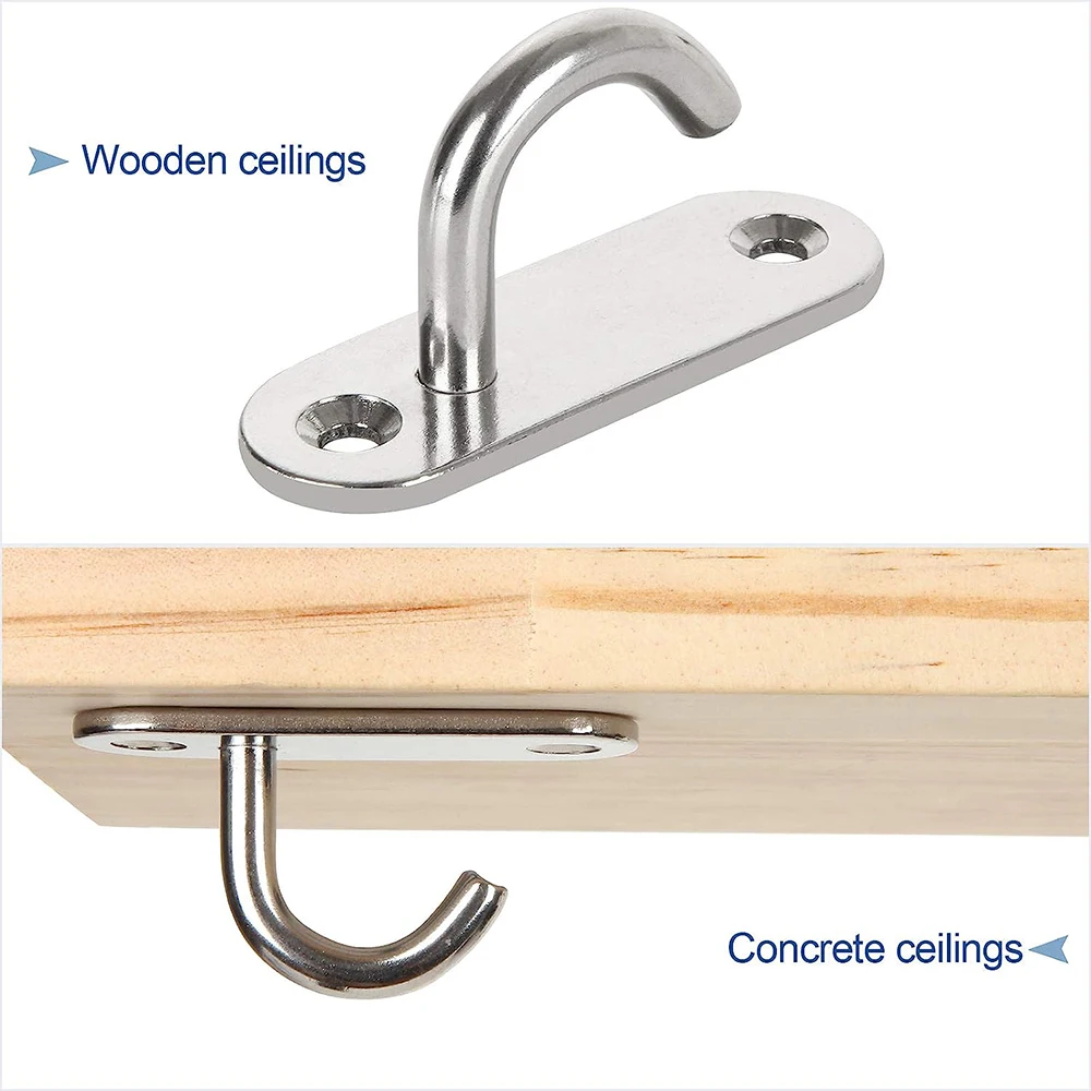 304 Stainless Steel Hook 2.36-inch Pad Eye Plate U-shaped Hook, M6 Oval Opening Hook J M6 Pad Eye, Load-bearing Capacity 1pcs