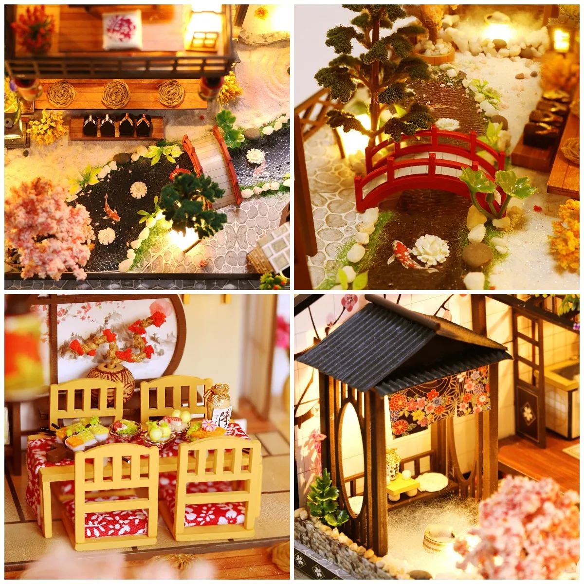 DIY Wooden Doll Houses Japanese Casa Miniature Building Kits with Furniture Led Large Villa Dollhouse for Adults Birthday Gifts 6