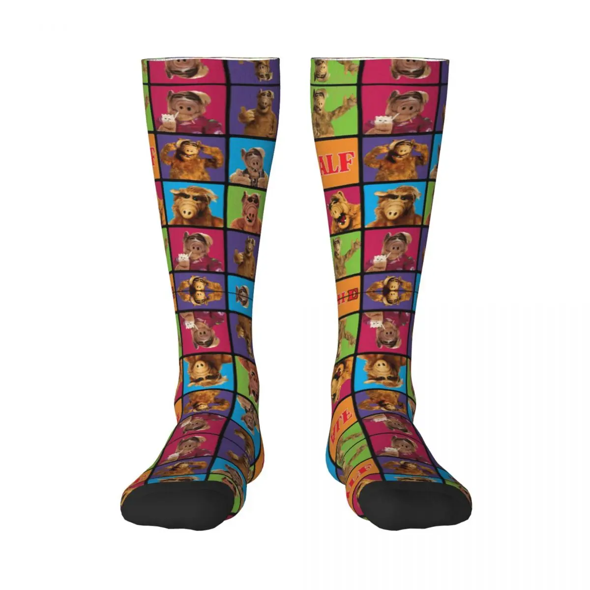 

Alf Squares Si Fi 9 Contrast color socks INS style Compression Socks Joke Classic Adult Stockings