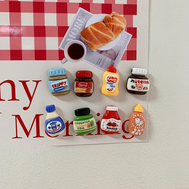 8pcs Set Magnet Decor Peanut Butter Drink Bottle Fridge Magnets Wall Decoration