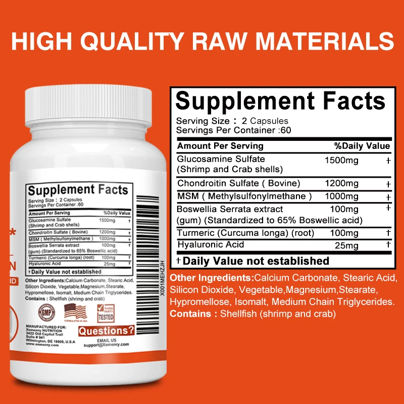 Glucosamine Chondroitin Supplement Joint Support-Strengthen Cartilage and Muscle Health Repair Joint Damage Enhance Immunity
