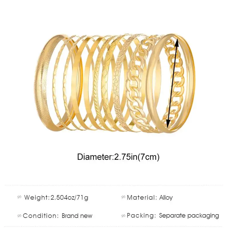 طقم أساور ذهبية متعددة بتصاميم عصرية