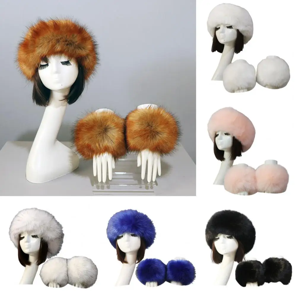 

Chic Winter Hat Cuffs Set Elastic Fluffy Furry Portable Winter Cap Cuffs Set Winter Cap Cuffs Set Thermal