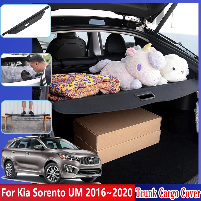 

For Kia Sorento Accesories UM 2016~2020 2019 2018 Car Rear Trunk Curtain Cargo Cover Dedicated Space Privacy Security Shield Mat