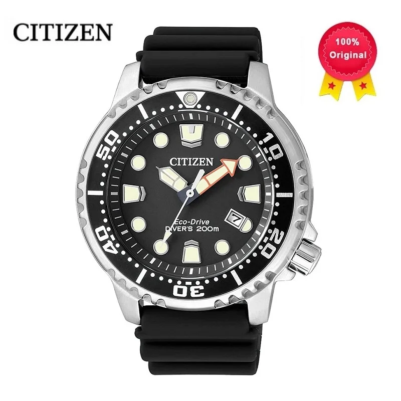 

Original Citizen Ecology-Drive Watch Male Eco-Drive Series Black Plate Sports Diving Watch Silicone Luminous Men's Watch BN0150