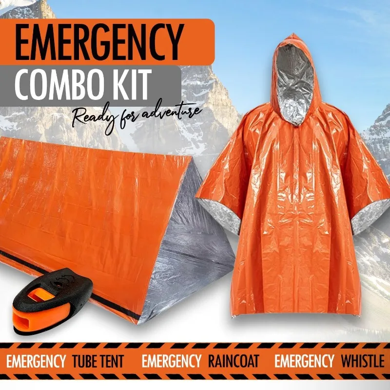 Description Picture 5 of item2 Person Emergency Shelter Bivy Survival Tent Kit Mylar Tube Tent Sleeping Bag Waterproof Outdoor SOS Thermal Blanket Shelter