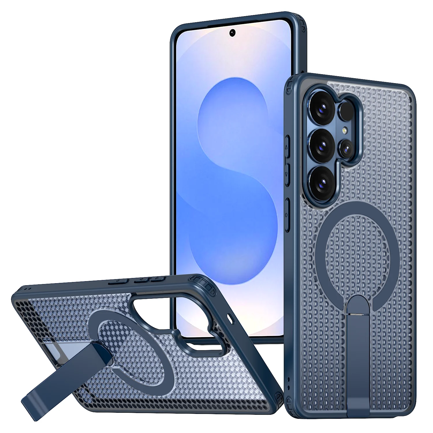 Luxury Magnetic Bracket Rugged Phone Case with Heat Dissipation