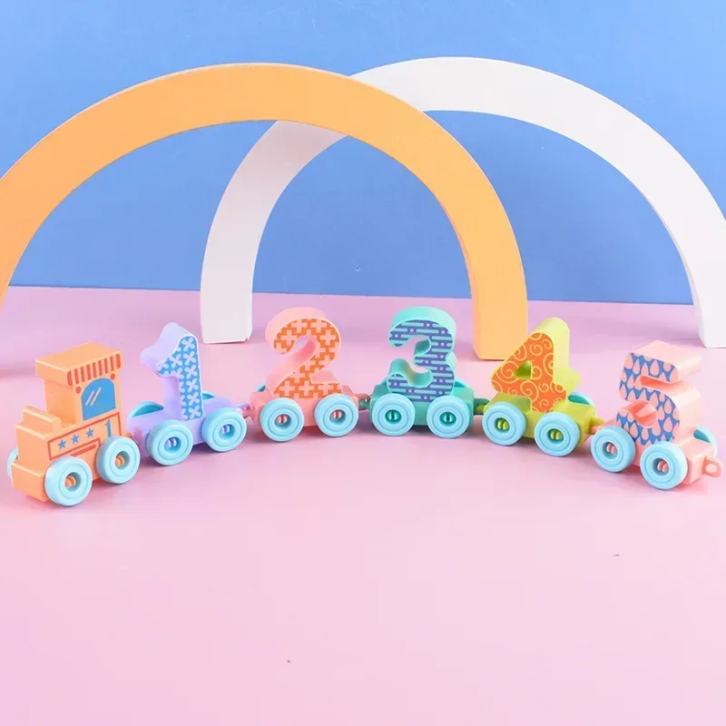 Colorful Toddler Digital Little Train Toys Children's Puzzle Block Assembly Interactive Toy 1-3y