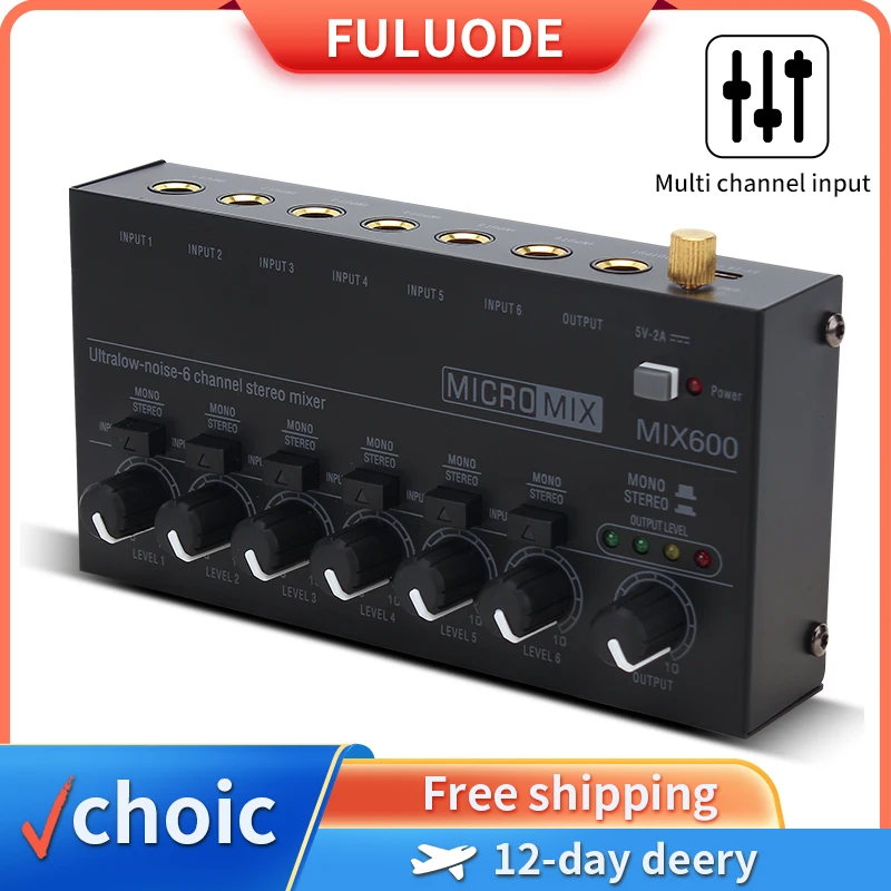 Channels Stereo Mixer Mini Professional Sound Mixer Audio Portable Low-Noise Line for Recording audio mixer