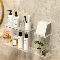 Bathroom Vanity table Organizer Wall Shelf Home Storage Rack Skin Care Cosmetic cotton Display Storage Holder Punch-Free 1