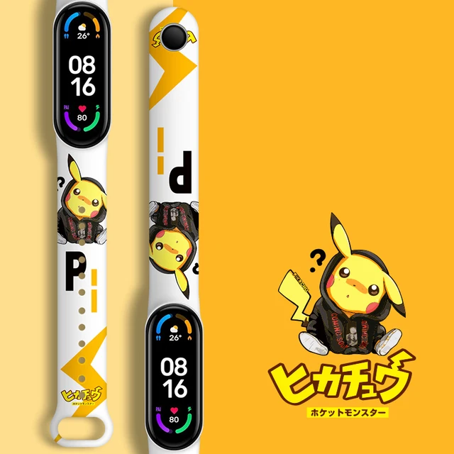 Pokemon Picachu Fashion Cartoon Electronic Watch Ring Strap Wristband  Sports Smart Bracelet Silicone Replacement Kids Toy  Gift B