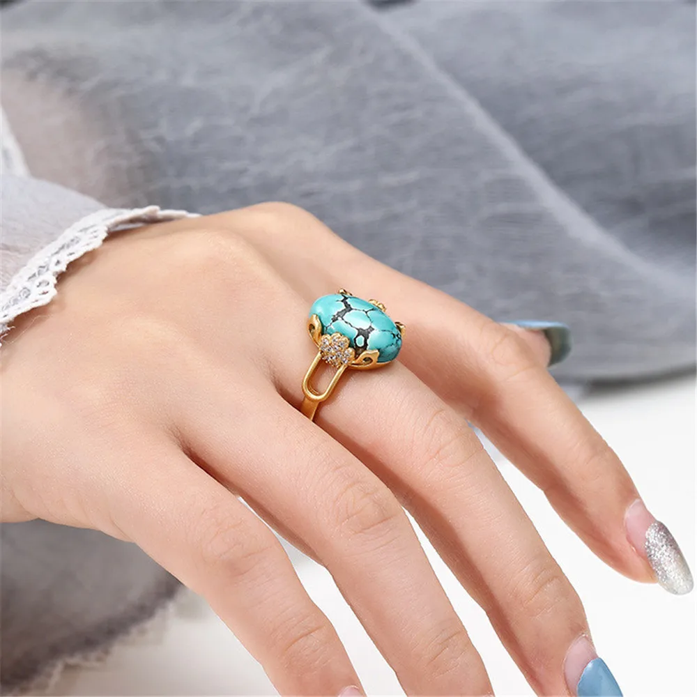 Ring Setting for 12x15mm Oval Cabochons Gold Plated 925 Sterling Silver Adjustable Ring Blank RB028S