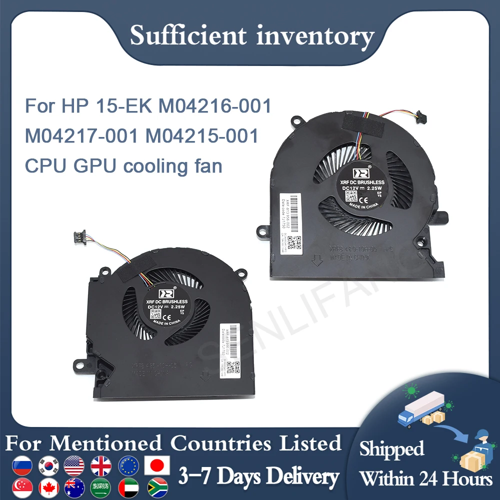 

New GPU CPU Fan For HP 15-EK M04216-001 M04217-001 M04215-001 CPU GPU Cooling Fan DC12V 2.25W Free Shipping