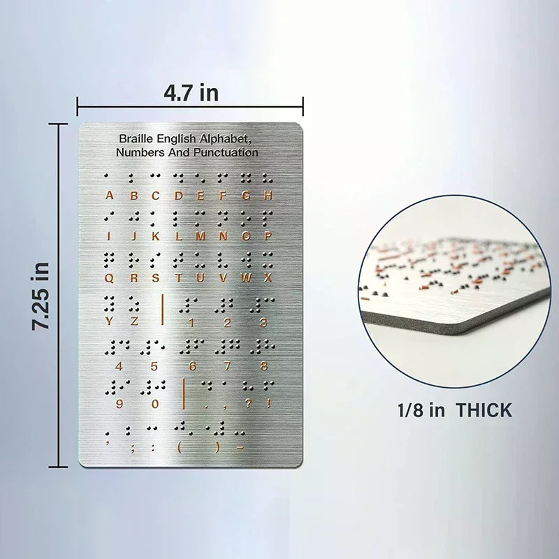 브라이얼 알파벳 및 숫자 학습 도구 내구성 있는 금속 촉각 범프 읽기 바닥 설치형 친환경 경량
