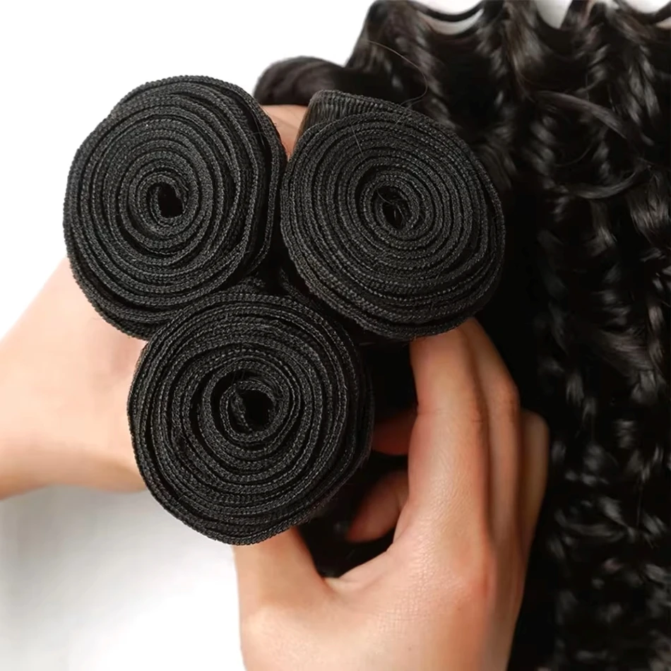 12A Human Hair Bundles Deep Wave 26 28 30 Inch 100%  Unprocessed Brazilian Virgin Hair Weave 3 Bundles Natural Real Human Hair 2