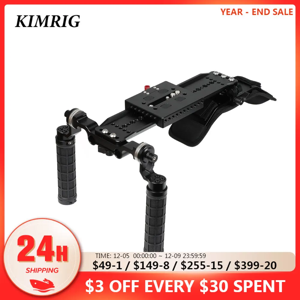 

KIMRIG Shoulder Mount Rig With ARRI 12 Inch Dovetail Bridge Plate Rosette Handgrip Pair For Universal DSLR Camera DV Camcorder