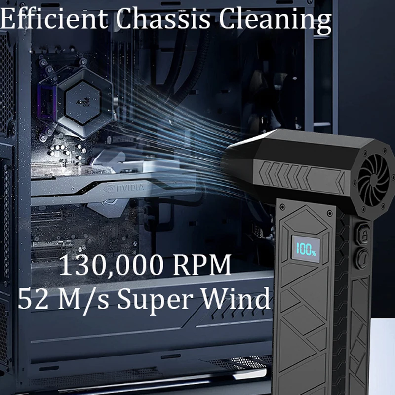 4-speed LED Turbo Jet Fan With Screen Powerful Turbo Violent Fan Blower High Speed Handheld Duct Fan 130000RPM Air Duster Blower 5